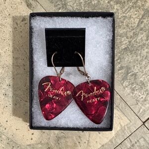 Fender Maroon Guitar Pick Earrings